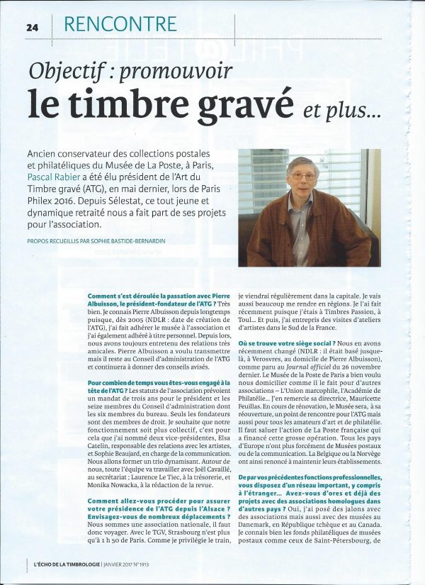 Écho de la Timbrologie, p. 24 janvier 2017
