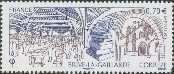 Brive La Gaillarde, 2017 (dessin et gravure d’Eve Luquet, impression taille-douce) (© La Poste / E. Luquet)