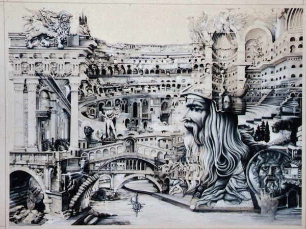 Jean-Paul Véret-Lemarinier, Italie, gouache, 1981 (participation au Prix Jacques Callot du salon philatélique d’automne) (© JP. Véret-Lemarinier)