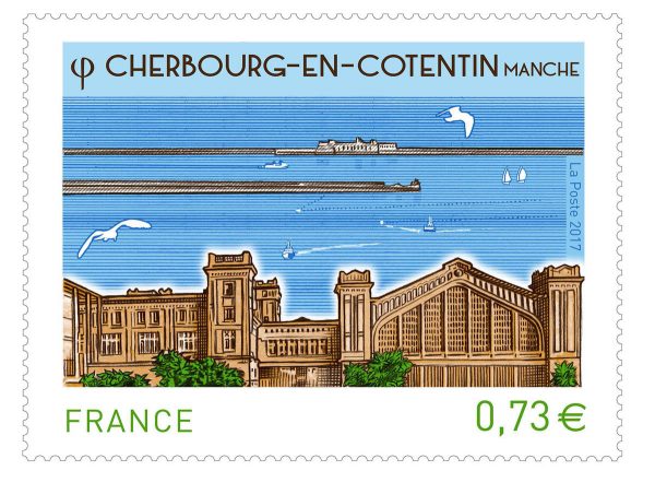 France. Cherbourg en Cotentin, 2017 (création et gravure d’Elsa Catelin, impression taille-douce) (© La Poste / E. Catelin)