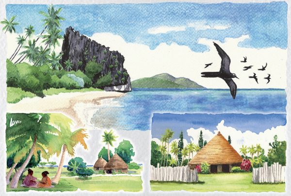 Jean-Jacques  Mahuteau, Carnets de voyage, aquarelles, illustrations pour le Livre des timbres de Nouvelle-Calédonie, 2012 et 2013 (© JJ. Mahuteau)