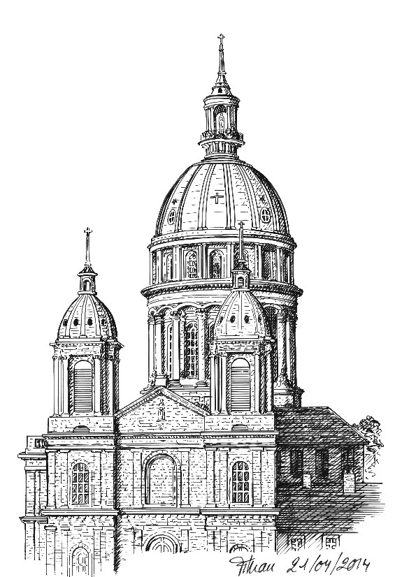 Line Filhon, Basilique de Boulogne sur Mer, dessin à l’encre, 2014 (© L. Filhon)