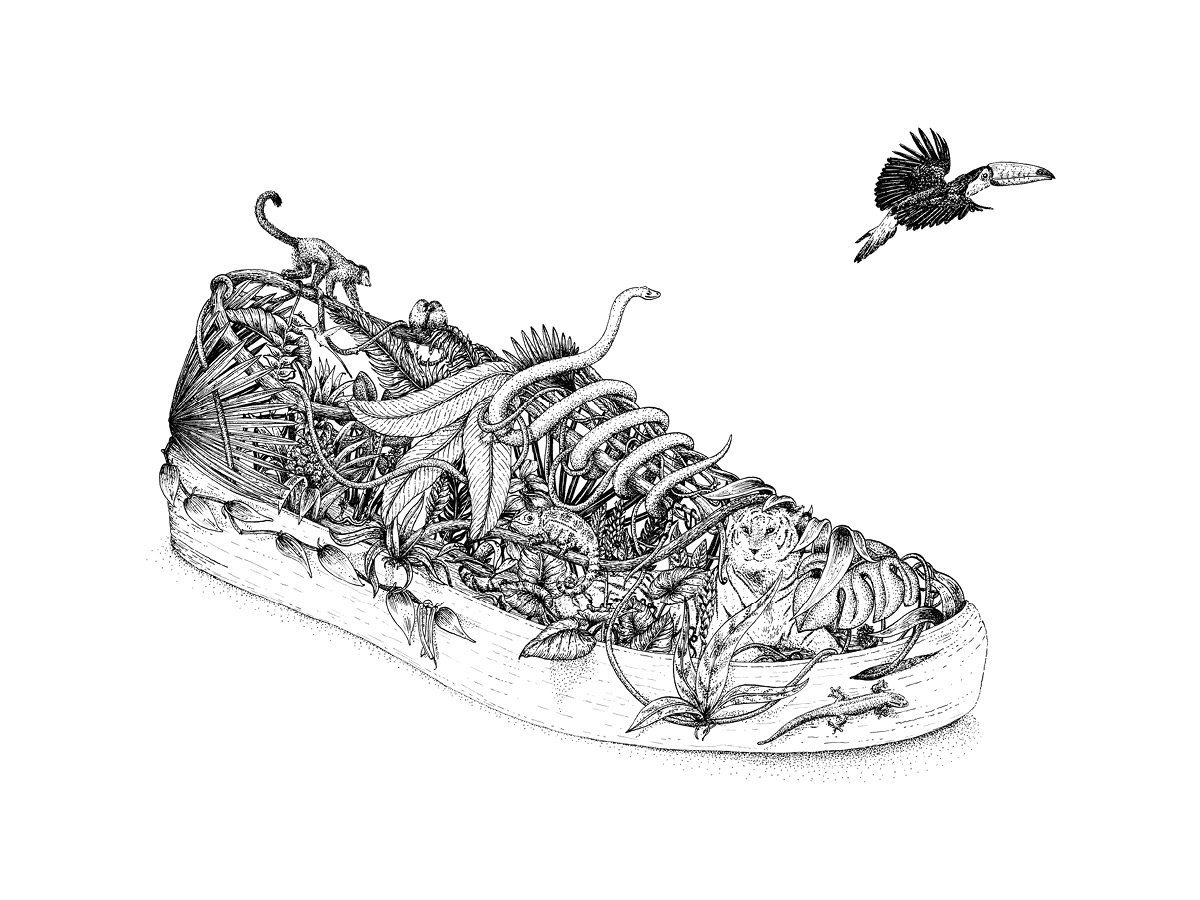 Broll & Prascida, Trek, exposition Camouflages, encre de Chine, 2016 (© Broll & Prascida)