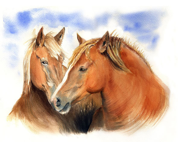 Claude Perchat, Chevaux, aquarelle, 2015 © (C. Perchat)