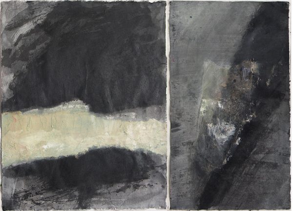 Eve Luquet, Diptyque, encre et huile sur papier marouflé sur toile, 65 x 46 cm, 2015 (© E. Luquet)