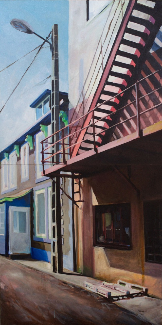 Raphaële Goineau, L’escalier, huile sur toile, diptyque, 160 x 80 cm, 2013 (© R. Goineau)