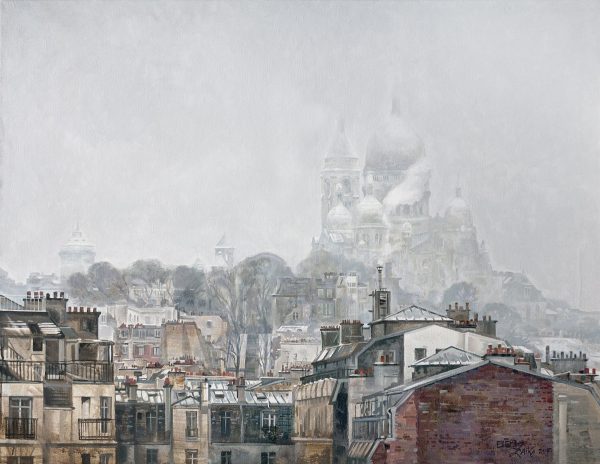 Elena ZaiKa, Tombe la Neige, huile sur toile, 100 x 130 cm, 2015 (© E. Zaïka)