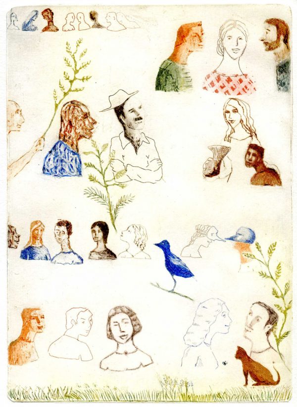 France Dumas, L’oiseau bleu, eau-forte et aquatinte (© F. Dumas)