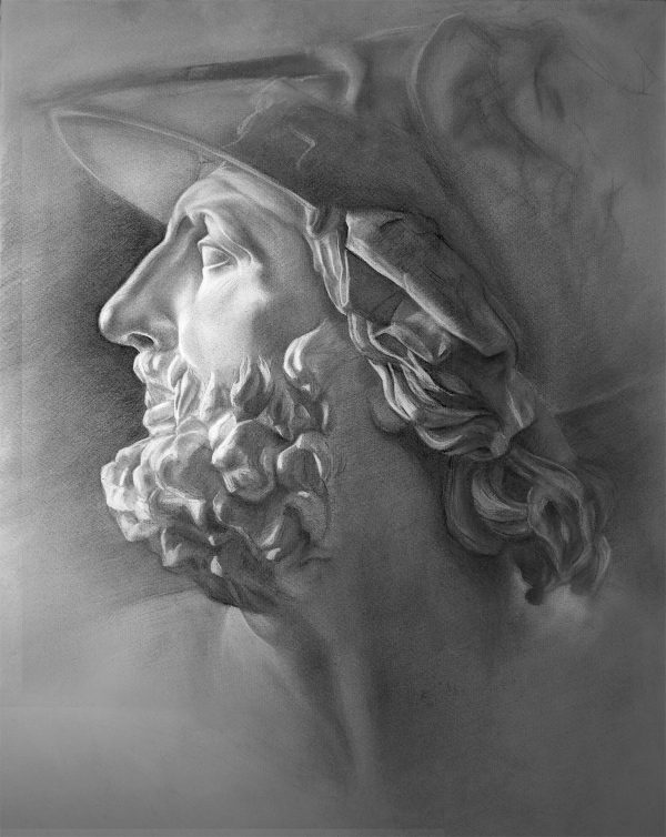Sarah Lazarevic, Menelao, dessin au fusain, 70 x 100 cm, 2014 (© S. Lazarevic)