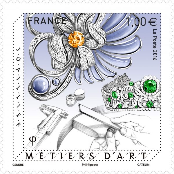 Métiers d’art - Joaillier, 2016 (création de Florence Gendre, gravure d’Elsa Catelin, impression taille-douce) (© La Poste / F. Gendre / E. Catelin)