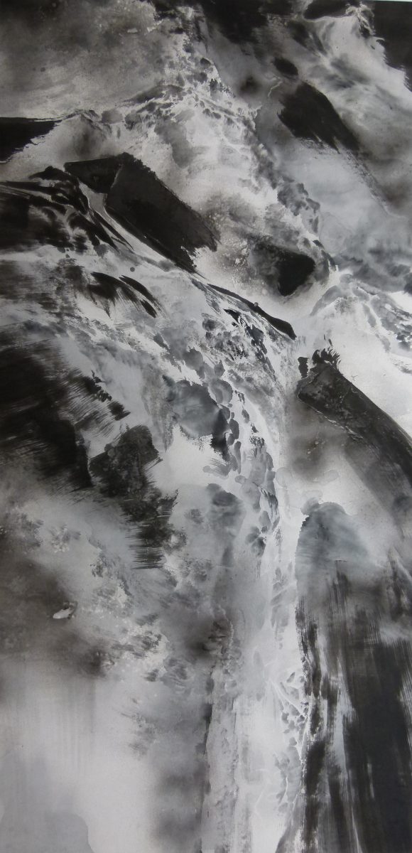 Zhongyao Li, La mer, lavis sur papier de riz, 60 x 130, 2011 (© Z. Li)