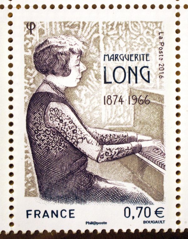 France. Marguerite Long, 2016 (dessin et gravure de Sarah Bougault, impression taille-douce) (© La Poste / S. Bougault)