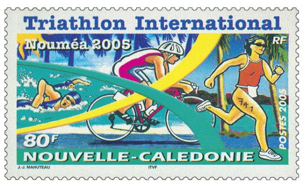 Nouvelle-Calédonie : Triathlon international de Nouméa, 2008 (création de Jean-Jacques  Mahuteau, impression offset) (© Nouvelle-Calédonie OPT / JJ. Mahuteau)