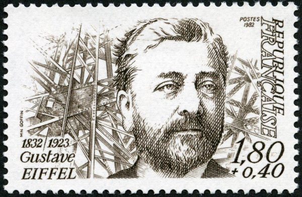 France. Gustave Eiffel, 1982 (dessin et gravure de Marie-Noëlle Goffin, impression taille-douce) (© La Poste / MN. Goffin)