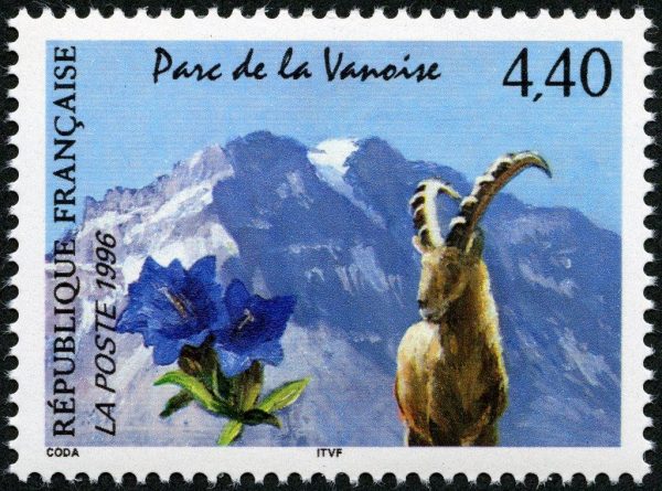 France. Parc de la Vanoise, 1996 (création de Guy Coda, mise en page Odette Baillais, impression héliogravure). Prix du timbre de l’année (© La Poste / G. Coda)