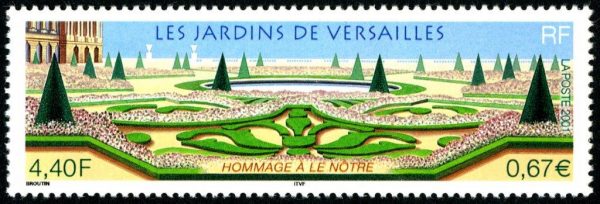 Les jardins de Versailles. Hommage au jardinier Le Nôtre, 2001 (création de Christian Broutin, impression héliogravure.  Prix Cérès de la philatélie 2001) (© La Poste / C. Broutin)