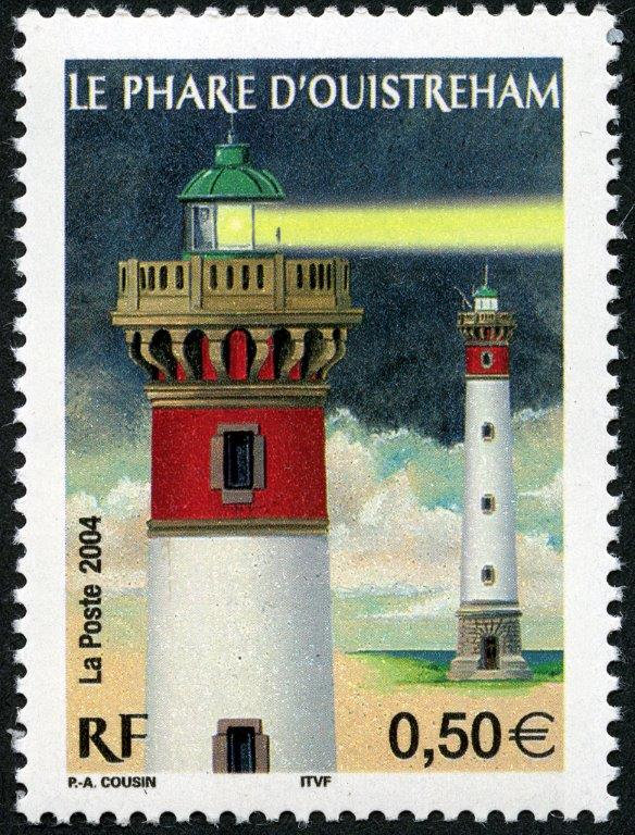 France. Le phare d’Ouistreham, 2004 (dessin de Pierre-André Cousin, impression héliogravure) (© La Poste / PA. Cousin)