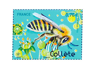 France. « La collète », Abeilles solitaires, série Nature de France 2016 (création d’Isabelle Simler, impression offset) (© La Poste / I. Simler)