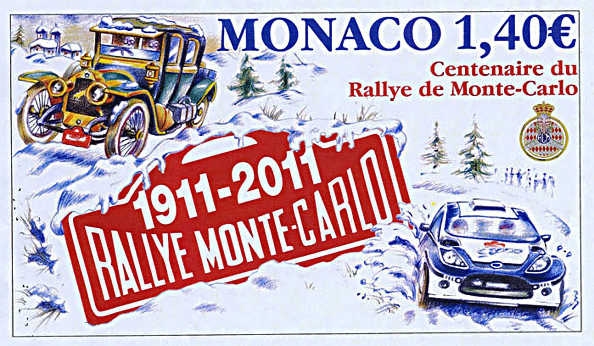Monaco. Centenaire du rallye de Monte-Carlo, 2011 (création d’Alain Giampaoli, impression héliogravure) (© Monaco OETP / A. Giampaoli)