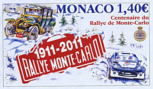 Monaco. Centenaire du rallye de Monte-Carlo, 2011 (création d’Alain Giampaoli, impression héliogravure) (© Monaco OETP / A. Giampaoli)