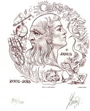 10 ans de l'ATG, Janus, gravure n° 18 - 2015 (dessin et gravure : Beaujard Yves)