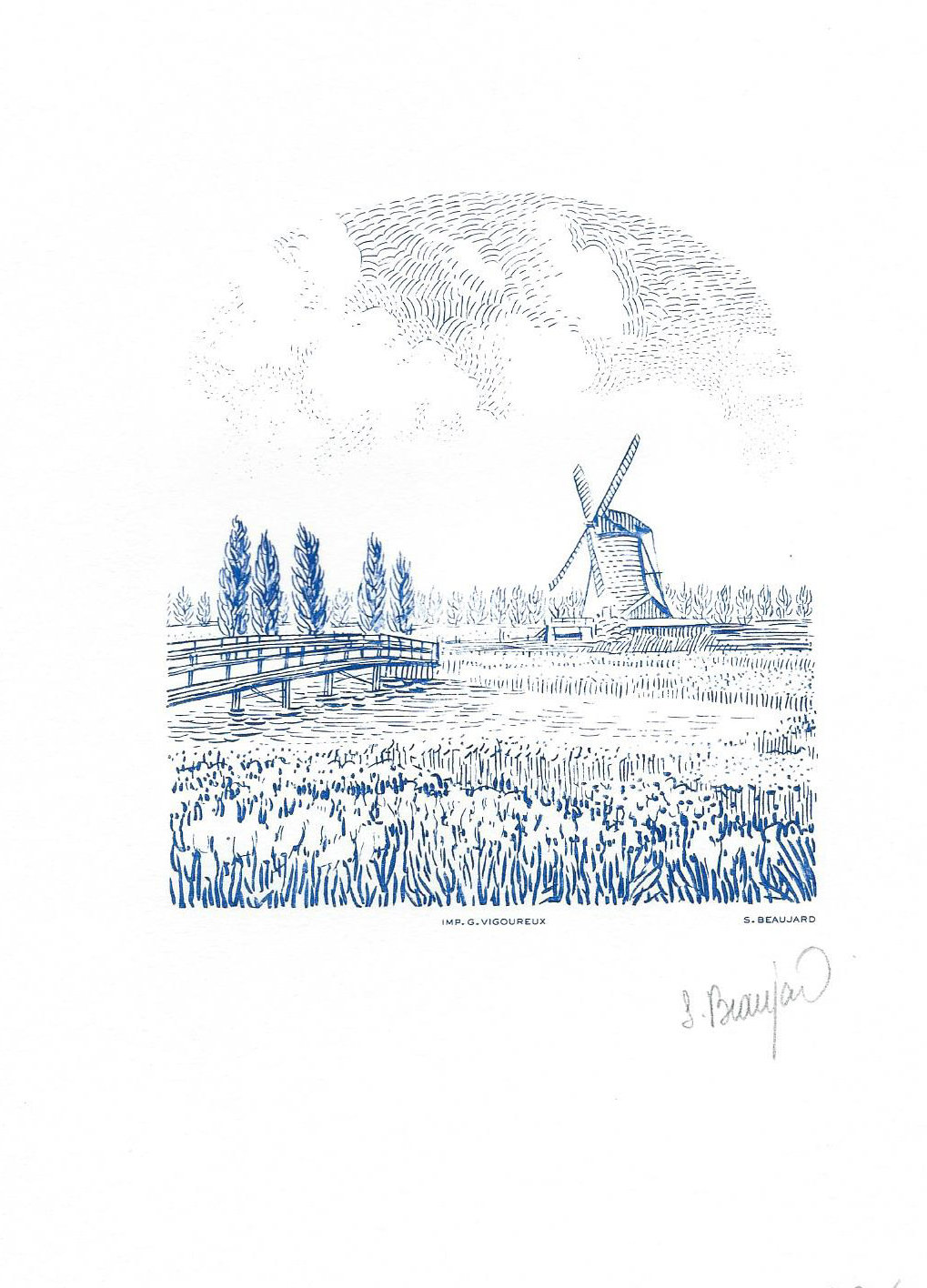 Les Pays-Bas, gravure n° 20 - 2016 (dessin et gravure : Sophie Beaujard)