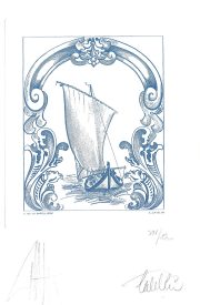 Bateau, gravure n° 9 - 2009 (dessin : De La Patellière et gravure : Catelin Elsa)