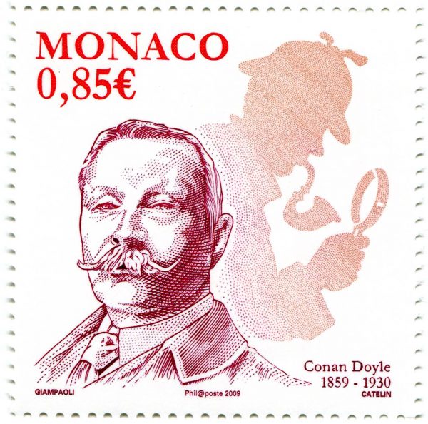 Monaco. Arthur Conan Doyle, 2009 (création d’Alain Giampaoli, gravure d’Elsa Catelin, impression taille-douce) (© Monaco OETP / A. Giampaoli / E. Catelin)