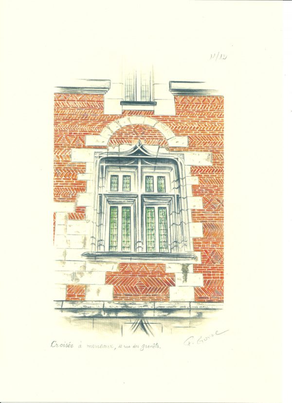 François Guiol, Fenêtre d’une vieille maison : croisée à meneaux, aquarelle, 2012 (© F. Guiol)