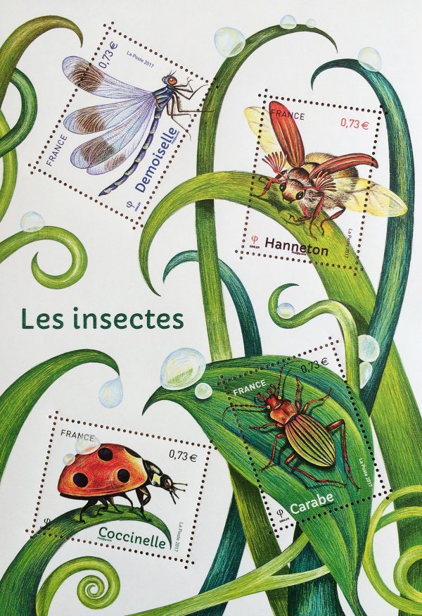 France. Insectes de nos jardins, série Nature de France, 2017 (création d’Isabelle Simler, impression héliogravure) (© La Poste / I. Simler)