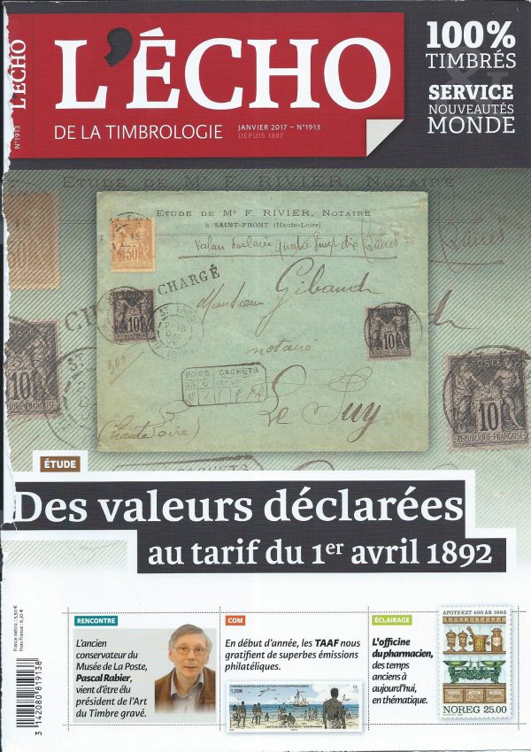 Écho de la Timbrologie, couverture janvier 2017