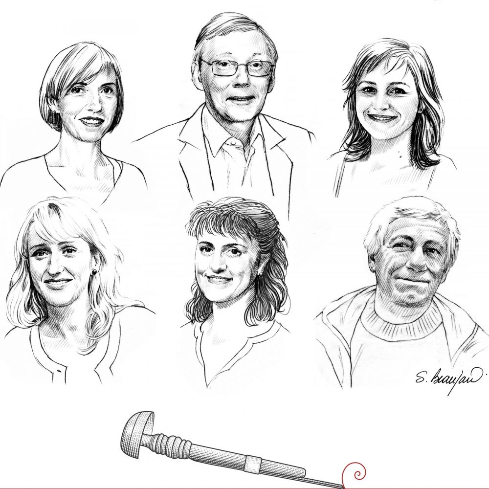 Portraits des nouveaux membres du bureau du conseil d’administration élus en juin 2016 (dessins, conception et mise en page de Sophie Beaujard)