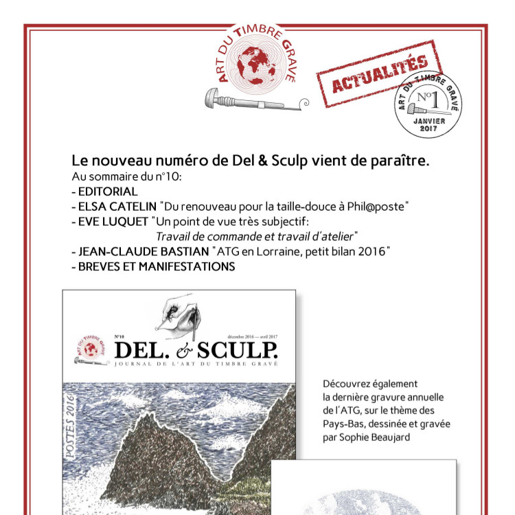 Parution de la première lettre d’infos de l’Art du Timbre Gravé