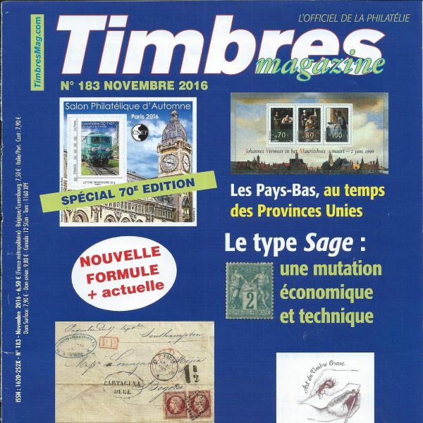 Timbres Magazine, couverture novembre 2016