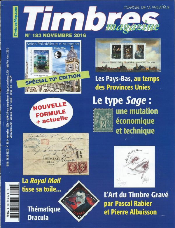 Timbres Magazine, couverture novembre 2016