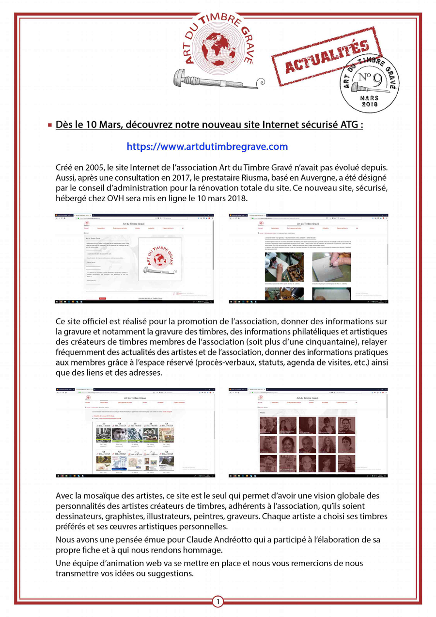 Lettre ATG Actualités n° 9 de mars 2018