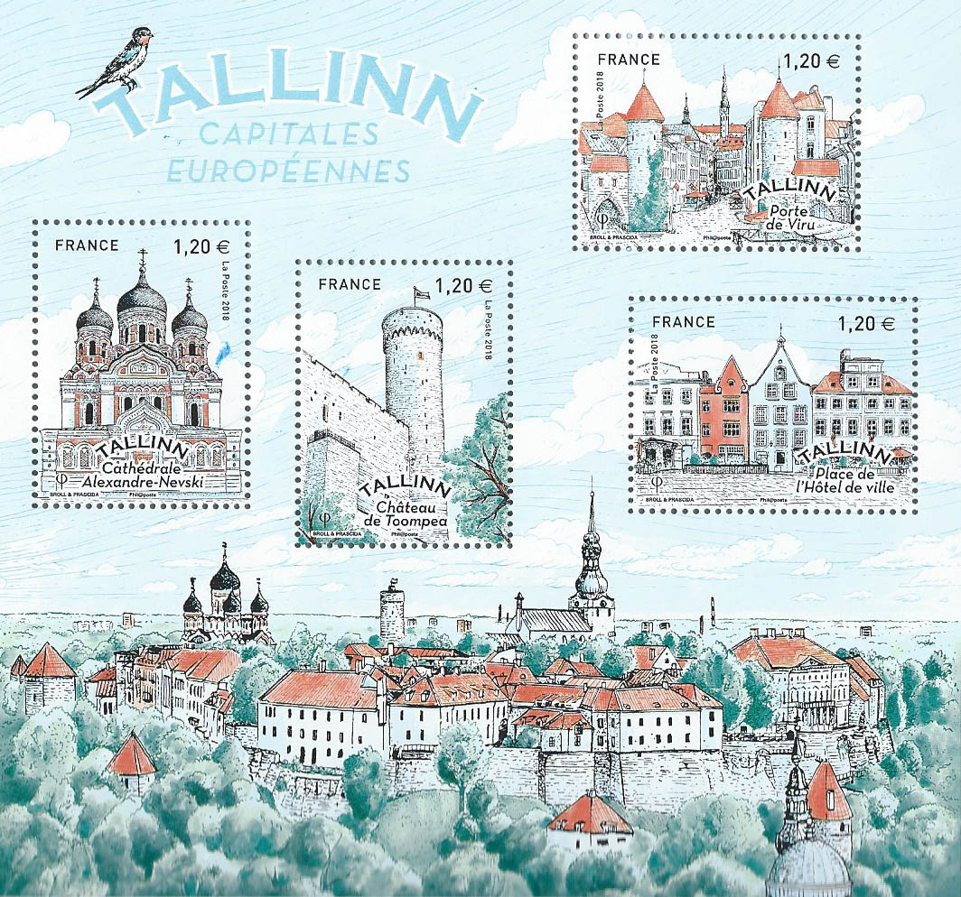 France. "Capitales européennes : Tallinn", 2018 (création de Broll & Prascida, impression héliogravure) (© La Poste/Broll & Prascida)