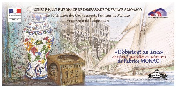 Carton d'invitation de l'exposition "D'objets et de lieux" de Fabrice Monaci à Monaco, novembre 2018 (© F. Monaci)