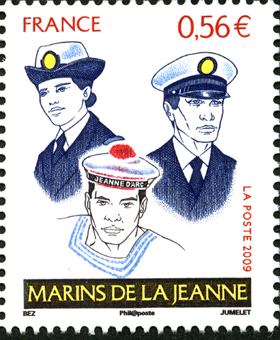 Marins de la Jeanne, 2009 (création Michel Bez, gravure Claude Jumelet, impression taille-douce) )(© La Poste/M. Bez/C.Jumelet)