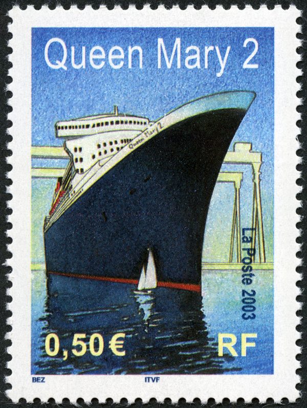 Michel Bez, Paquebot Le Queen Mary 2, 2003 (création Michel Bez, impression héliogravure) (© La Poste/M. Bez)