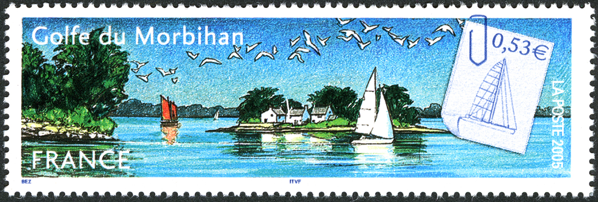 Golfe du Morbihan, 2005 (création Michel Bez, mise en page Abaka, impression héliogravure)(© La Poste/M. Bez)