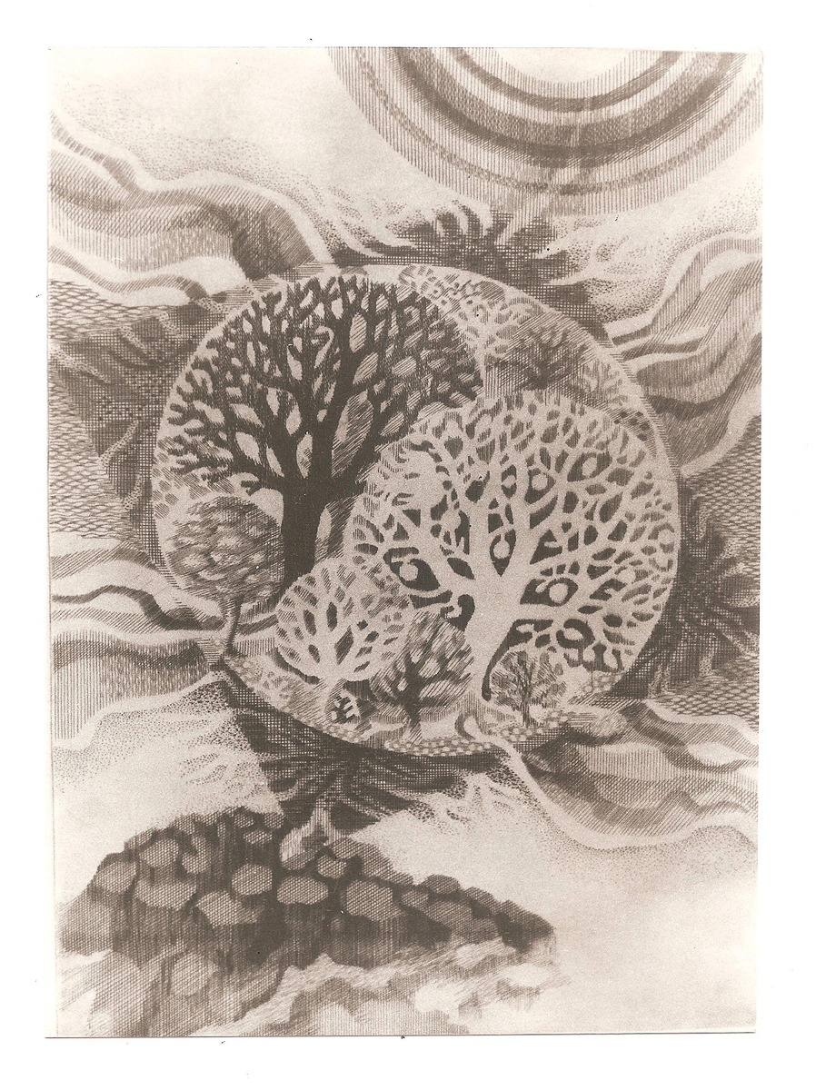 Marie-Noëlle Goffin, " "Création du monde" inspirée du début de la Genèse, burin (©MN. Goffin)