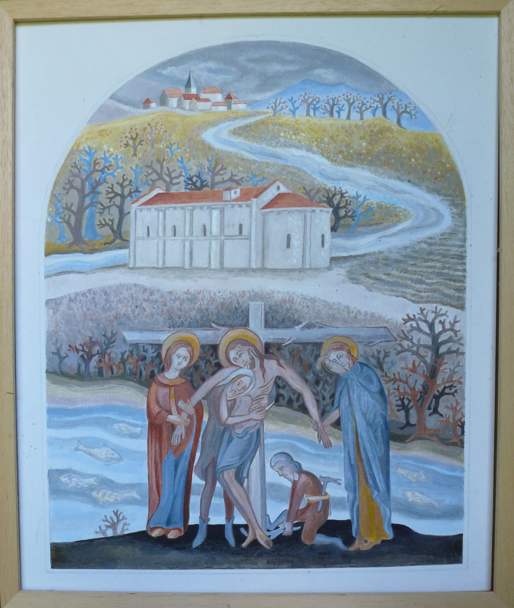 Marie-Noëlle Goffin, Prieuré d'Aubeterre, acrylique © MN. Goffin