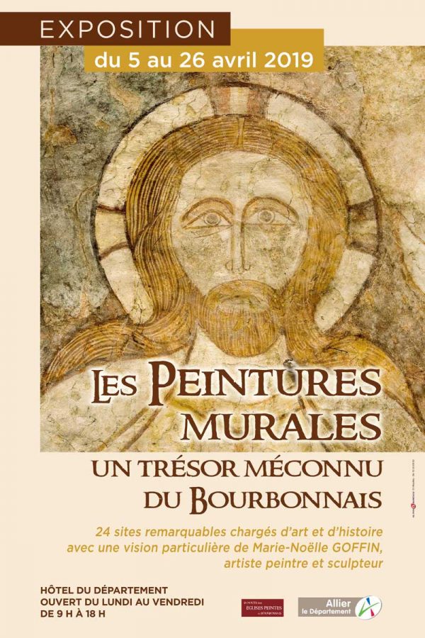 Affiche de l'exposition, Les peintures murales, un trésor méconnu du Bourbonnais, Moulins, 2019 © Département Allier