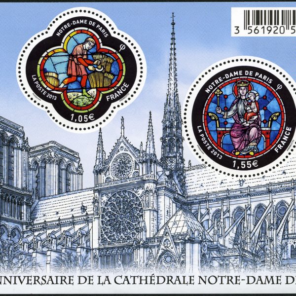 850 ème anniversaire de la cathédrale Notre-Dame de Paris, 2013 (création et gravure de Claude Andréotto, impression mixte, taille-douce et offset) © La Poste/C. Andréotto