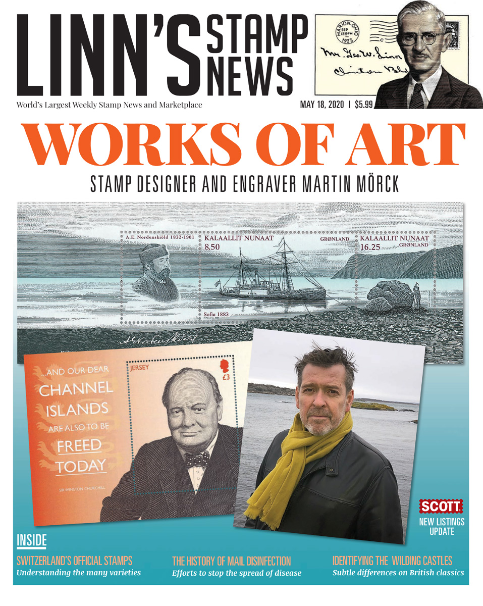 Martin Mörck à l’honneur de la revue américaine « Linn’s Stamp News » de mai 2020