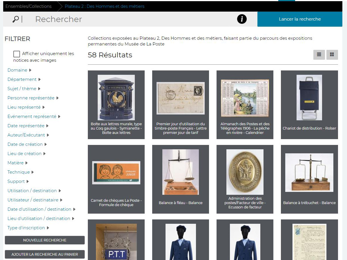 La recherche en ligne au Musée de La Poste