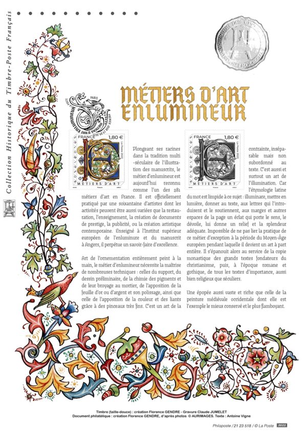 timbre enlumineur 2023 document philatélique