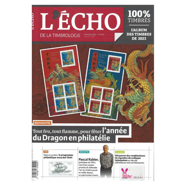 L'Écho de la Timbrologie, janvier 2024, n° 1990, couverture (© Yvert et Tellier)