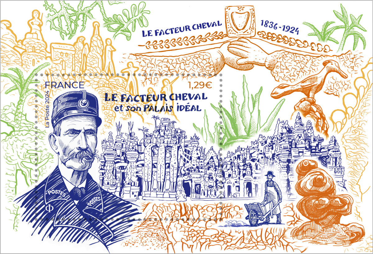 Sophie Beaujard dédicace le timbre Facteur Cheval et son palais idéal